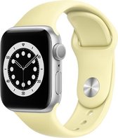 Siliconen watch bandje - Lichtgeel - 42/44mm - M/L - Series 1 2 3 4 5 6 SE - Geschikt voor Apple Watch