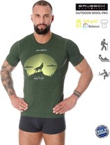 Brubeck Outdoor Wool Pro Wandelshirt Heren - AirBalance T-Shirt met Merinowol - Groen S