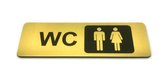 Deurbordje Toilet - WC bordjes – Tekstbord WC – Toilet bordje – WC - Bordje – Man Vrouw Toilet – Heren Dames - Geborsteld Goud Look – Pictogram - Zelfklevend – 5 cm x 15 cm x 1,6 mm - 5 Jaar Garantie