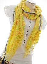 YELIZ YAKAR -Luxe dames Pashmina sjaal "Anthea IV"- helder neon-geel zomer kleur - handmade - designer kleding - trendy shawl