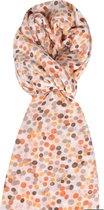 Sjaal- Taupe /oranje - kleine cirkels- trendy  -100 % Viscose