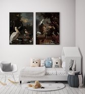 Fotowand d'Hondecoeter - De Menagerie & Een pelikaan - Posterset  - Poster Set van 2 - Hondecoeter