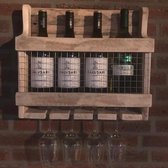 Wijnrek 'Utah' | Landelijk wijnrek gemaakt van gerecycled pallethout | 4 wijnflessen | Duurzaam wijnrek handgemaakt!