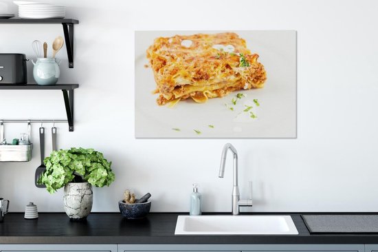 Lasagne sur toile fond blanc 2cm 90x60 cm - Tirage photo sur toile (Décoration murale salon / chambre)