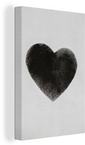 Peintures sur toile - Coeur de couleur Zwart - 20x30 cm - Décoration murale