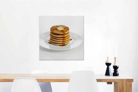 Pile de crêpes au beurre et au sirop toile 2cm 50x50 cm - Tirage photo sur toile (Décoration murale salon / chambre)