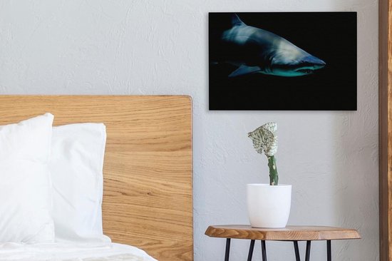Canvas schilderij 30x20 cm - Wanddecoratie Haai - Macro - Water - Muurdecoratie woonkamer - Slaapkamer decoratie - Kamer accessoires - Schilderijen op canvas