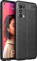 Oppo Find X3 Lite / Reno5 Hoesje TPU Kunstleren Coating Cover Zwart