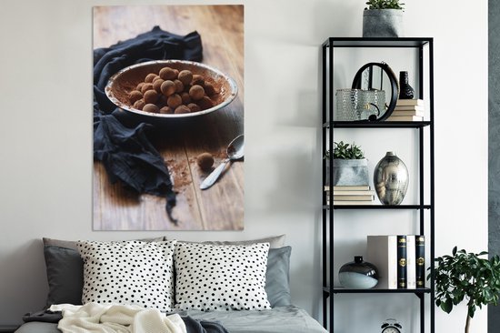 Un bol de truffes au chocolat vegan sur toile 80x120 cm - Tirage photo sur toile (Décoration murale salon / chambre)