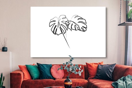 Toile Peinture Feuilles - Végétal - Dessin au trait - Line cm - Décoration murale