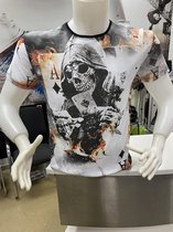 Heren T-shirt slimfit katoen Death Poker wit maat M