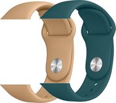2 sport bandjes geschikt voor Apple Smartwatch 38/40 mm M/L – YOUNIQ – Walnoot & Donker Groen – iWatch Series 1/2/3/4/5/6/SE - Horloge Band Strap geschikt voor Apple Watch