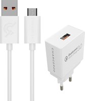 Chargeroo Micro USB Kabel met Oplader - Quick Charge 3.0 - 1.2 meter - 18W/3A Adapter Snellader - Wit