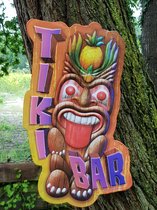 Tiki Bar.  Metalen wandbord in reliëf  50 x 29 cm.