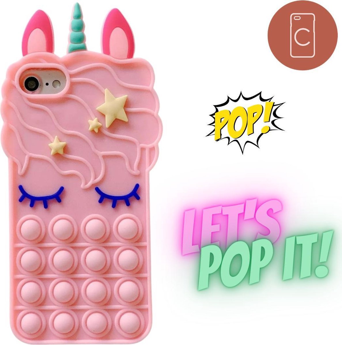 Casies Apple iPhone SE 2020/8/7 Pop It Fidget Toy coque de TikTok