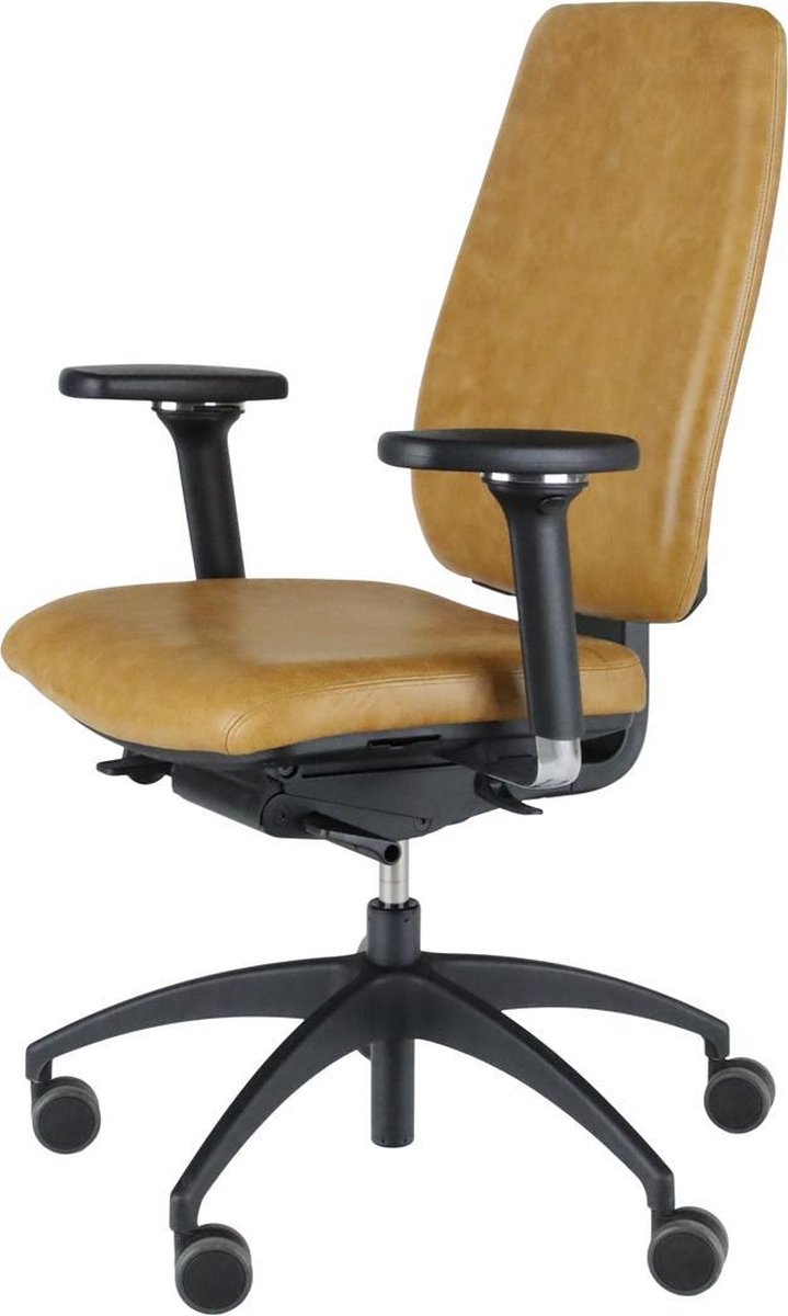 Wesjon P7 ergonomische bureaustoel - echt leer - lichtbruin - kleur Stelvio Sand - vintage leer - andere kleuren leverbaar