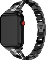 Geschikt voor Apple Watch bandje 42 / 44 / 45 mm - Series 1 2 3 4 5 6 7 SE - Smartwatch iWatch horloge band - 42mm 44mm 45mm - Fungus - RVS metaal - Zwart - Twist