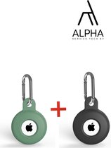 AlphaServiceTech® -Apple AirTag Sleutelhanger- Airtag hoesje - Airtag sleutelhanger Groen & Zwart - 2 in 1 Deal