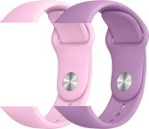 2 sport bandjes geschikt voor Apple Smartwatch 42/44 M/L – YOUNIQ – Roze Zand & Licht Paars – iWatch Series 1/2/3/4/5/6/SE - Horloge Band Strap geschikt voor Apple Watch