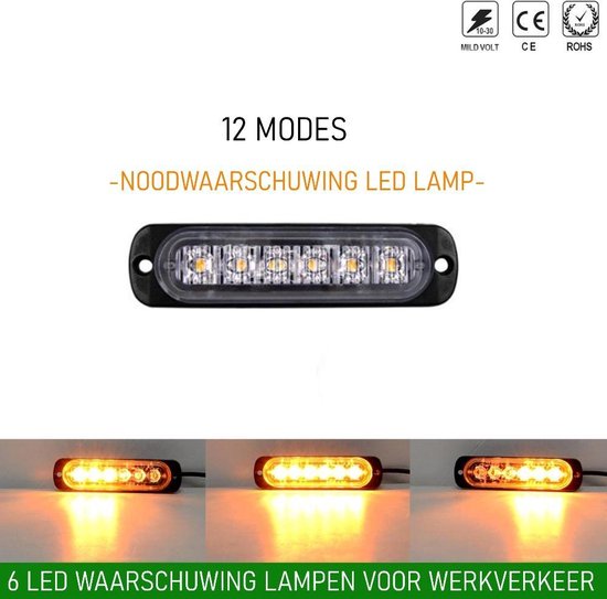 1 stuks Waarschuwingslamp - 12V / 24V LED - 18W - 2000K - Noodverlichting  -... | bol.com