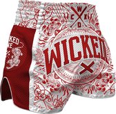 Wicked1 Kickboksshort Brain Rood/Wit Medium