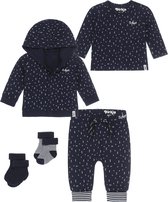 Dirkje Noppies Bio Basic SET(5delig) Blauw Vest, Broek, Shirt met dezelfde print en sokken - Maat 80