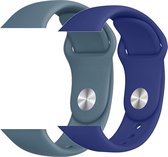 2 sport bandjes geschikt voor Apple Smartwatch 38/40 mm S/M – YOUNIQ – Ijs Blauw & Marine Blauw – iWatch Series 1/2/3/4/5/6/SE - Horloge Band Strap geschikt voor Apple Watch