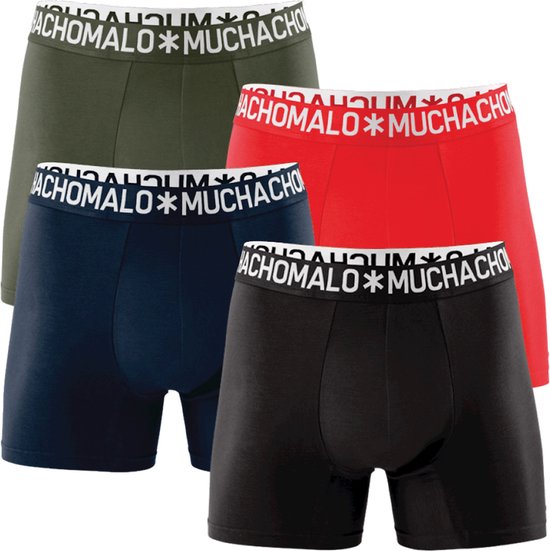 Muchachomalo Basic collection Boxer homme en coton clair - pack de 4 - Bleu foncé / Rouge / Noir / Vert armée - Taille M