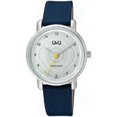 Prachtig Q&Q dames horloge met sierlijke wijzerplaat en donker Blauwe band QZ46J304