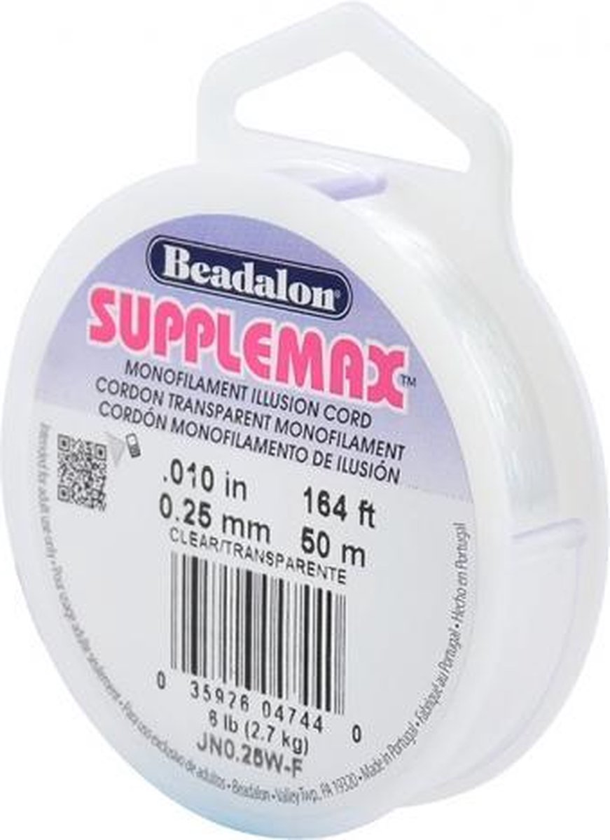 Beadalon Supplemax nylondraad transparant 0.25 mm