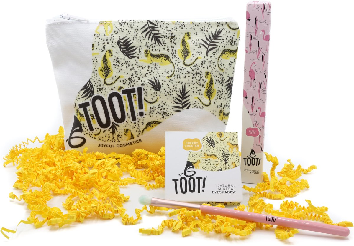 Goedkoopste TOOT! Natuurlijke Kinder Make up Set - Cheetah - Oogschaduw, Kwast, Make up Tasje