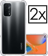 Hoes Geschikt voor OPPO A74 5G Hoesje Siliconen Cover Shock Proof Back Case Shockproof Hoes - Transparant - 2x