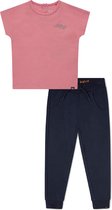 Koko Noko BIO Basics Set(2delig) Joggingbroek Nikki Navy en Shirt Noemi bright pink - Maat 122/128