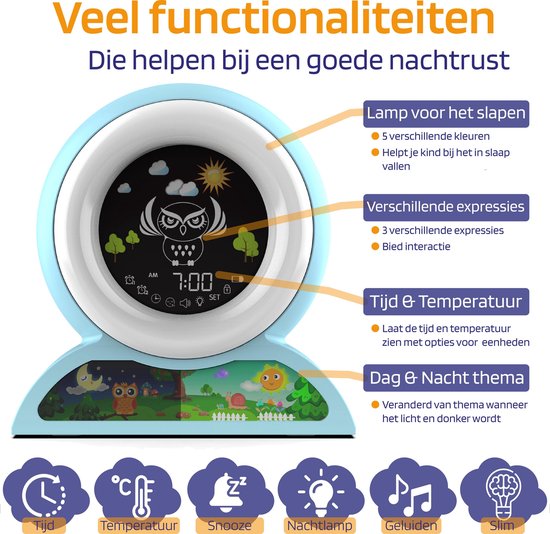 Owly Kinderwekker - Slaaptrainer Kinderen - Digitaal - Met Ring Lamp - Slaapwekker - 8 Slaapgeluiden van TechGenics — afbeelding 4