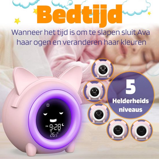 Ava Kinderwekker - Slaaptrainer Kinderen - Digitaal - Met Ring Lamp - Slaapwekker - 8 Slaapgeluiden van TechGenics — afbeelding 5