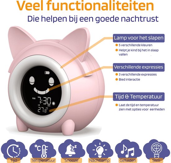 Ava Kinderwekker - Slaaptrainer Kinderen - Digitaal - Met Ring Lamp - Slaapwekker - 8 Slaapgeluiden van TechGenics — afbeelding 3