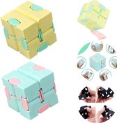 Case4You Infinity Cube - 2x stuks - Friemelkubus - Infinite Magic Cube - Fidget Cube - Fidget Spinner - Fidget Toys - Simple Dimple - Fidget pakket - Blauw/Geel