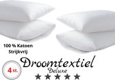 Droomtextiel Hotelkwaliteit Kussenslopen - Wit - Set van 4 Stuks 60x70cm - 100% Hoogwaardige Katoen