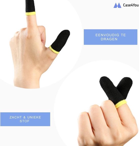 Pockinity Handschoen Gaming - 4x Stuks - Finger Sleeve - Gaming Gloves - Vingerhoesjes gamen - Thumb Grips - Pubg - Zwart - Pockinity