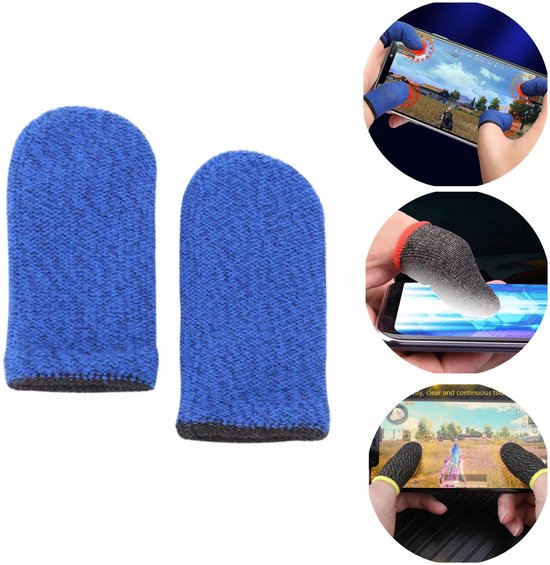 Pockinity Handschoen Gaming - 4x Stuks - Finger Sleeve - Gaming Gloves - Vingerhoesjes gamen - Thumb Grips - Pubg - Blauw - Pockinity