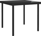 vidaXL Table de jardin 80x80x72 cm Verre et acier Noir VDXL_313098
