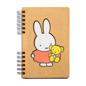 KOMONI - Duurzaam houten notitieboek - Gerecycled papier - Navulbaar - A6 - Gelinieerd - Nijntje met beer