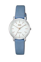Stijlvol Q&Q dames horloge met blauw lederen band QZ87J301