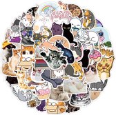 100 stuks Poezen Stickers - Cartoon en Foto - Voor op de fiets, beker, laptop, schoolspullen, kamer, etc - School - Kinderen - Stickers - Plakken - Stikker - Cats - Katten - Schatt