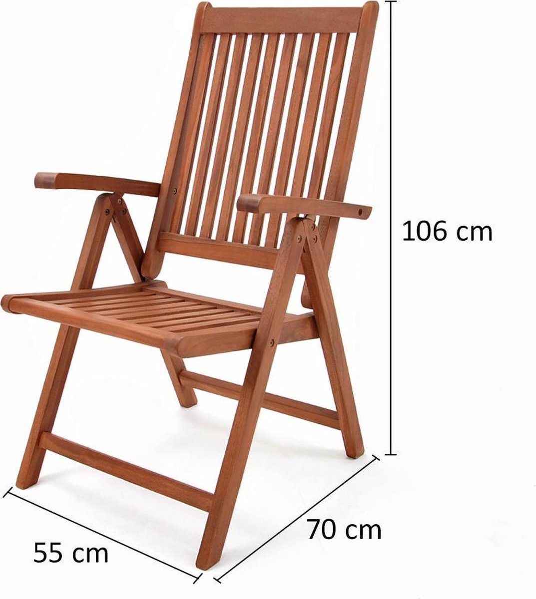 Deuba Set 4 Tuinstoelen Vanamo Eucalyptus Hout klapstoel hoge