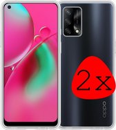 Oppo A74 4G Hoesje Silicone Shock Case - Oppo A74 4G Case Transparant Siliconen Hoes - Oppo A74 4G Hoes Cover - Transparant - 2 Stuks