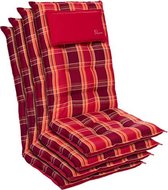 Blumfeldt Homeoutfit24 Sylt bekleding Set van 4 tuinkussen, Made in Europe, fauteuilkussen, tuinstoelkussen, hoge rug, polyester, 50 x 120 x 9 cm, afneembaar hoofdkussen-stoelkusse