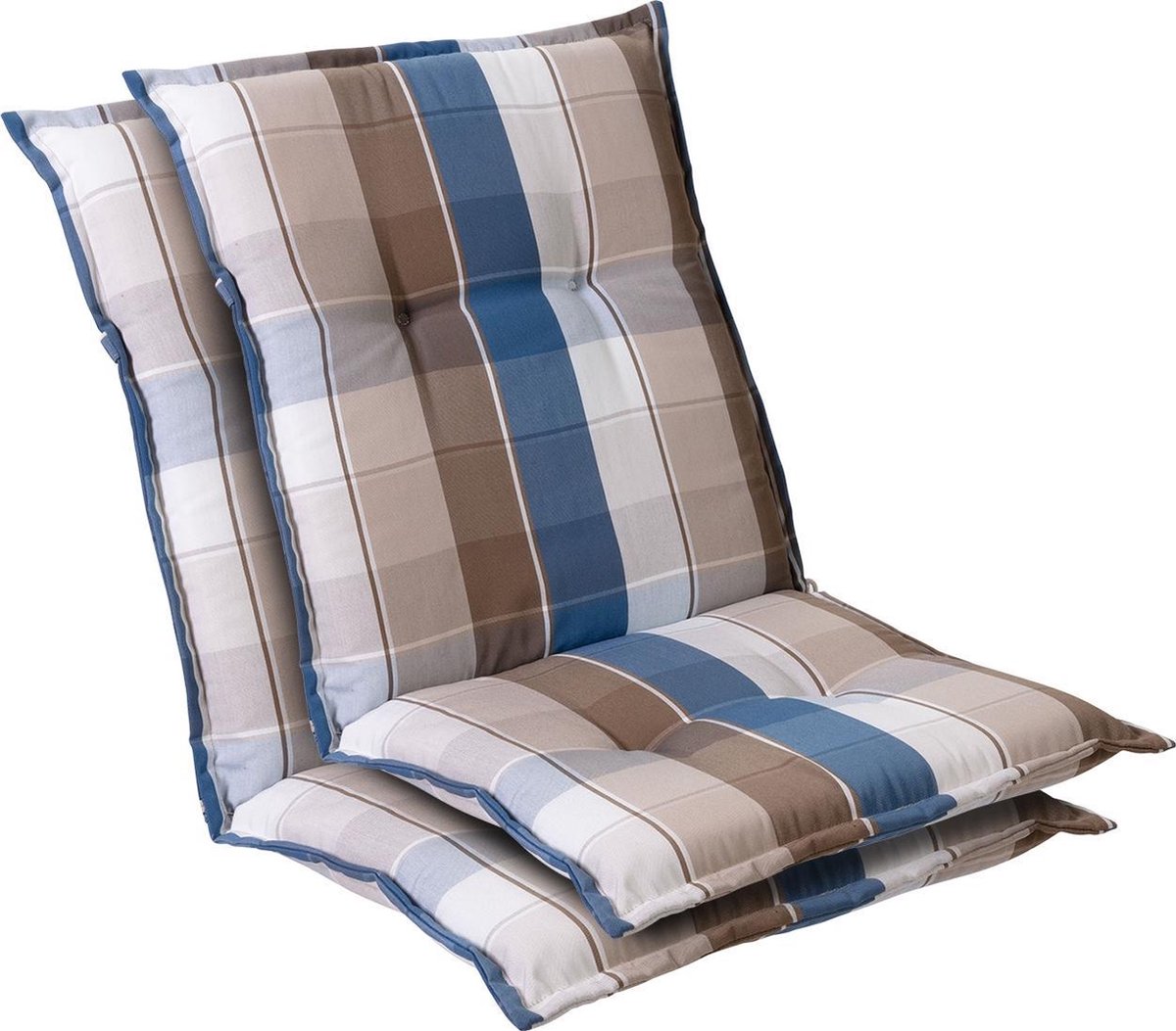 blumfeldt Prato Set van 2 tuinkussen - stoelkussen - zitkussen - lage rug tuinstoel - 50 x 100 x 8 cm - UV-bestendig polyester