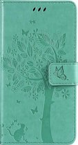 Samsung Galaxy S21 Bookcase - Groen - Bloemen - Portemonnee Hoesje