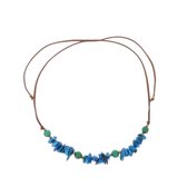 Verstelbare Halsketting - Hangemaakt van Tagua en Acai - Blauw / Groen